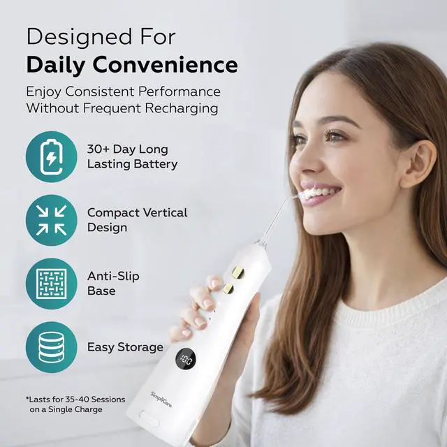 Alt view image 3 of 7 - Cordless Water Flosser, 10-150 PSI for Braces & Sensitive Gums