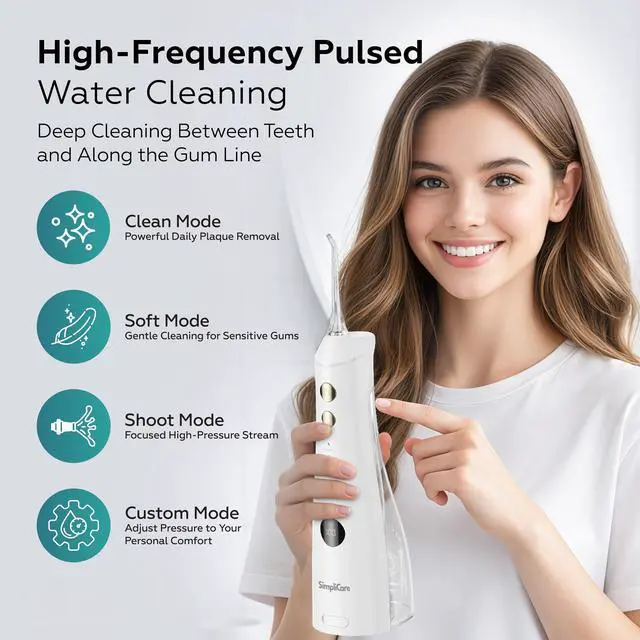 Alt view image 5 of 7 - Cordless Water Flosser, 10-150 PSI for Braces & Sensitive Gums