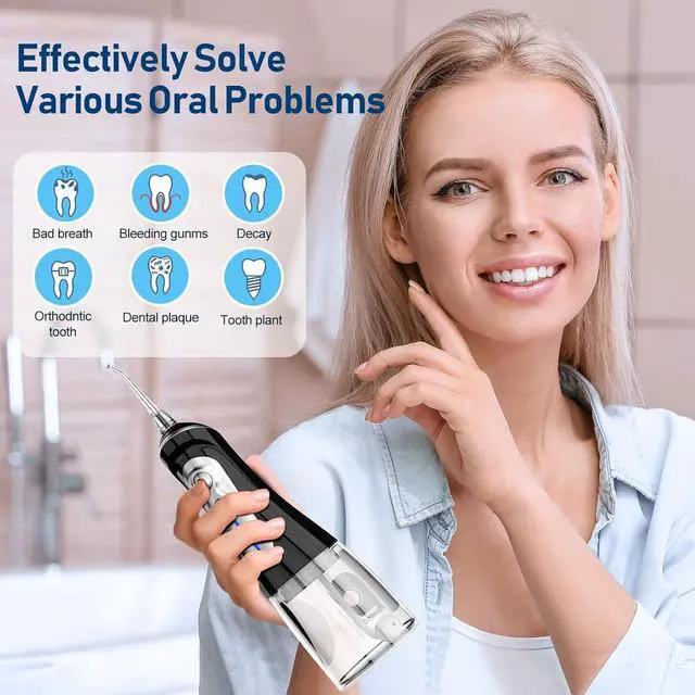 Alt view image 2 of 6 - Water Dental Flosser Cordless - Rechargeable IPX7 Waterproof Teeth Pick Flossing Cleaner,Portable 320ml Tank 6-Mode Oral Irrigator for Teeth/Braces/Tongue,Storage Box for Travel & Home