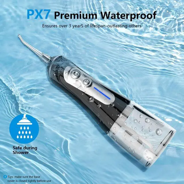 Alt view image 5 of 6 - Water Dental Flosser Cordless - Rechargeable IPX7 Waterproof Teeth Pick Flossing Cleaner,Portable 320ml Tank 6-Mode Oral Irrigator for Teeth/Braces/Tongue,Storage Box for Travel & Home