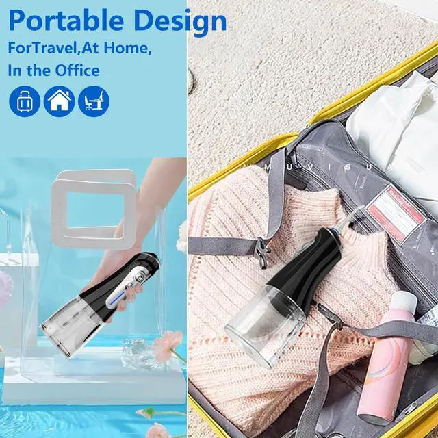 Alt view image 6 of 6 - Water Dental Flosser Cordless - Rechargeable IPX7 Waterproof Teeth Pick Flossing Cleaner,Portable 320ml Tank 6-Mode Oral Irrigator for Teeth/Braces/Tongue,Storage Box for Travel & Home
