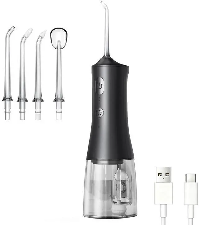 Main image of Water Picks for Teeth Cleaning and Flossing, Cordless Water Flosser with 4 Jet Tips, IPX7 Waterproof, 300ML Portable Water Flossers for Teeth, 4 Modes Water Flosser for Travel and Oral Care, Black
