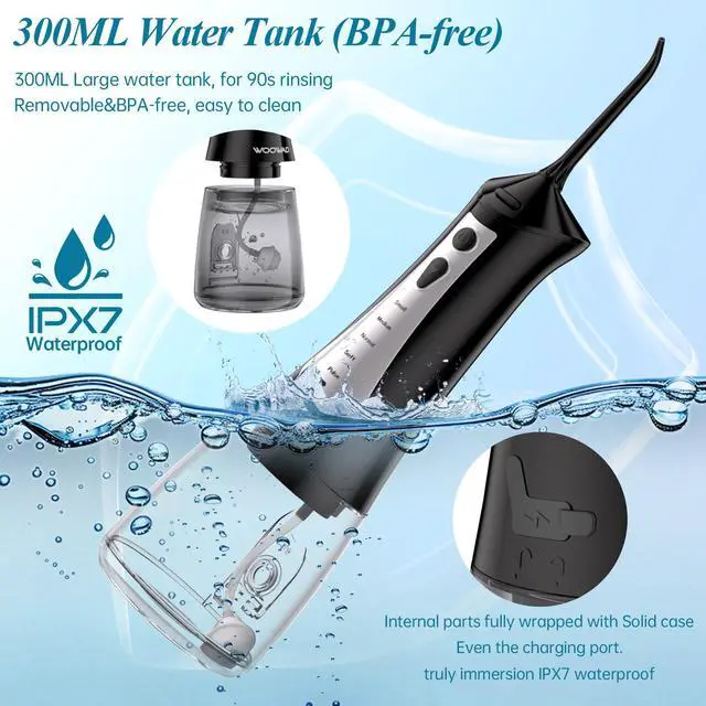 Alt view image 4 of 7 - Water Flosser Cordless Portable, Oral Irrigator 300ml for Teeth