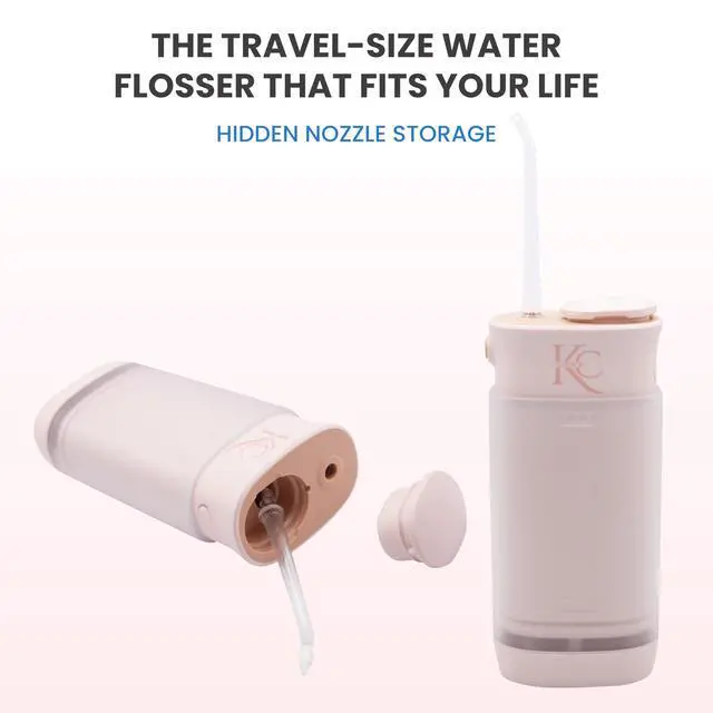 Alt view image 4 of 6 - Portable Dental Water Flosser for Teeth, Gums, Braces, Travel-Friendly Oral Irrigator, Dentist Approved, 95-Day Charge (Pink)