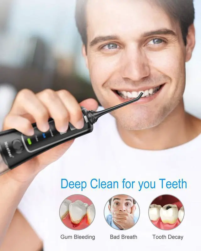 Alt view image 7 of 7 - Cordless and Rechargeable Water Flosser - 300ML Water Tank Oral Irrigator, 4 Jet Tips, 3 Pressure Modes - IPX7 Waterproof and Travel Friendly for Dental Care