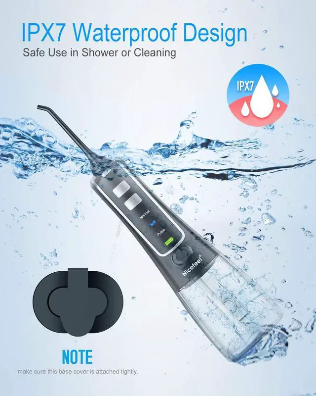 Alt view image 4 of 7 - Cordless and Rechargeable Water Flosser - 300ML Water Tank Oral Irrigator, 4 Jet Tips, 3 Pressure Modes - IPX7 Waterproof and Travel Friendly for Dental Care