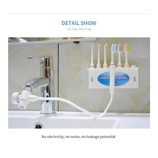 Alt view image 2 of 7 - Water Flosser for Family Use 3 Jet Tips & 3 Toothbrush for Faucet & Shower, Oral Irrigator Non-Electric Safety , Dental Oral Care Tooth Cleaning