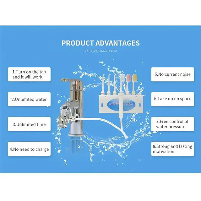 Alt view image 5 of 7 - Water Flosser for Family Use 3 Jet Tips & 3 Toothbrush for Faucet & Shower, Oral Irrigator Non-Electric Safety , Dental Oral Care Tooth Cleaning