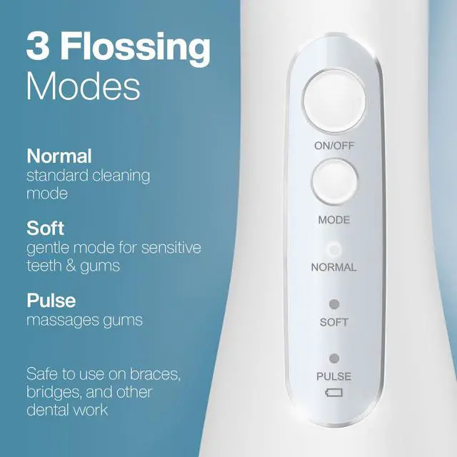 Alt view image 3 of 7 - Aqua Flosser PRO - Rechargeable Electric Cordless Water Flosser for Teeth, Gums & Tongue - Waterproof Modern Design, 300ml Large Tank, 3 Modes, 6 Jet Tips, Deluxe Tongue Nozzle - Optic White