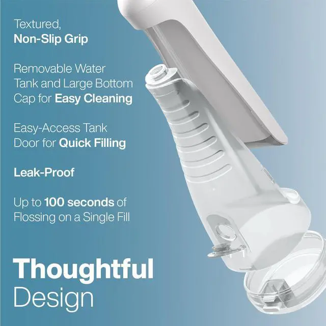 Alt view image 5 of 7 - Aqua Flosser PRO - Rechargeable Electric Cordless Water Flosser for Teeth, Gums & Tongue - Waterproof Modern Design, 300ml Large Tank, 3 Modes, 6 Jet Tips, Deluxe Tongue Nozzle - Optic White
