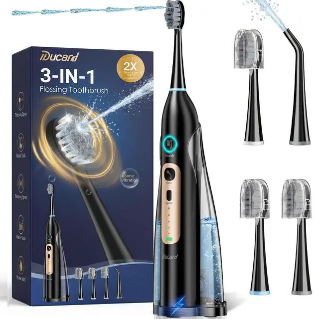 Main image of Electric Toothbrush with Water Flosser, 5 Speeds & 3 Modes, Black