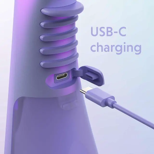 Alt view image 6 of 7 - Hydro Sonic Water Flosser, Cordless, 3 Pressure Settings, Pearl Violet