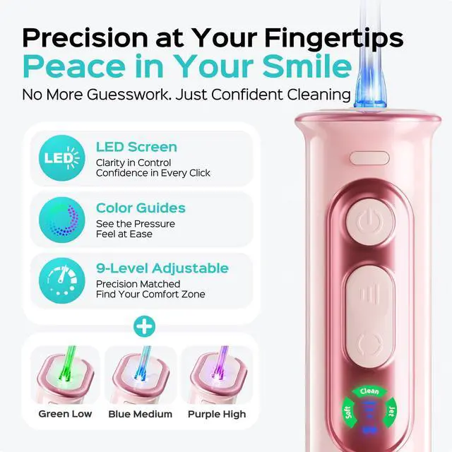 Alt view image 2 of 7 - T50 Portable Water Dental Flosser for Travel with Screen Display