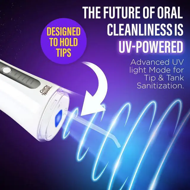 Alt view image 5 of 7 - Advanced Dental Water Flosser 3.0 with UV Mode Water Flosser & 24 Aquapods with Mouthwash for Fresh Breath & Plaque Removal, Compact & TSA-Friendly