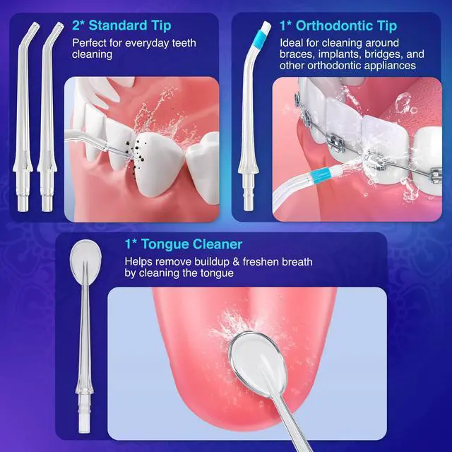 Alt view image 6 of 7 - Advanced Dental Water Flosser 3.0 with UV Mode Water Flosser & 24 Aquapods with Mouthwash for Fresh Breath & Plaque Removal, Compact & TSA-Friendly