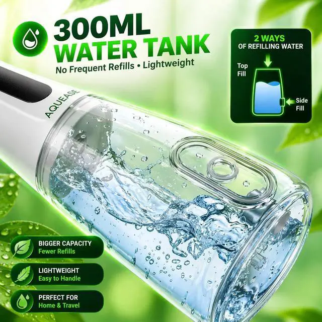Alt view image 7 of 7 - Cordless Water Flosser for Teeth & Braces | Built-in Light for Self-Cleaning | Portable Oral Irrigator Rechargeable & Waterproof | Travel Pouch Bag |18 Pressure Settings for Sensetive Gums