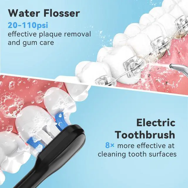 Alt view image 4 of 6 - Water Flosser & Electric Toothbrush Combo, 2-in-1 Oral Clean Kit