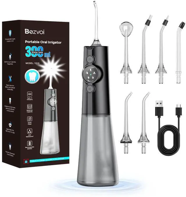 Main image of Cordless Water Flosser for Braces, LED Display 5 Modes, 300ML Tank, 6 Tips