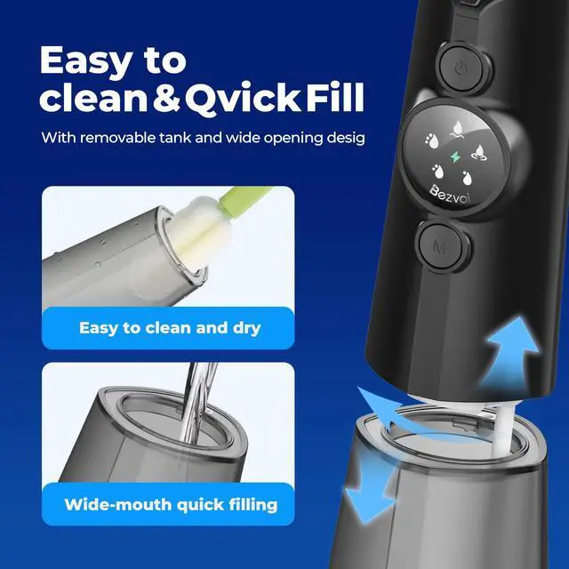 Alt view image 6 of 7 - Cordless Water Flosser for Braces, LED Display 5 Modes, 300ML Tank, 6 Tips