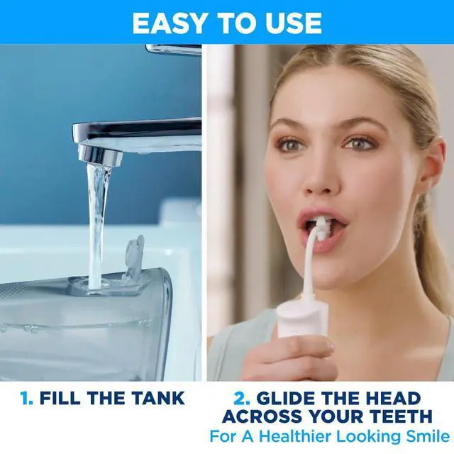 Alt view image 4 of 7 - Miracle Smile Water Flosser for Teeth & Gum Health, Unique H-Shaped Flossing Head & 4 Water Jets, Cordless Water Flosser Features 360° Cleaning & 3 Pressure Modes, USB Rechargeable Dental Floss