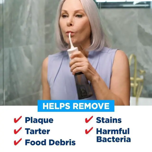 Alt view image 6 of 7 - Miracle Smile Water Flosser for Teeth & Gum Health, Unique H-Shaped Flossing Head & 4 Water Jets, Cordless Water Flosser Features 360° Cleaning & 3 Pressure Modes, USB Rechargeable Dental Floss