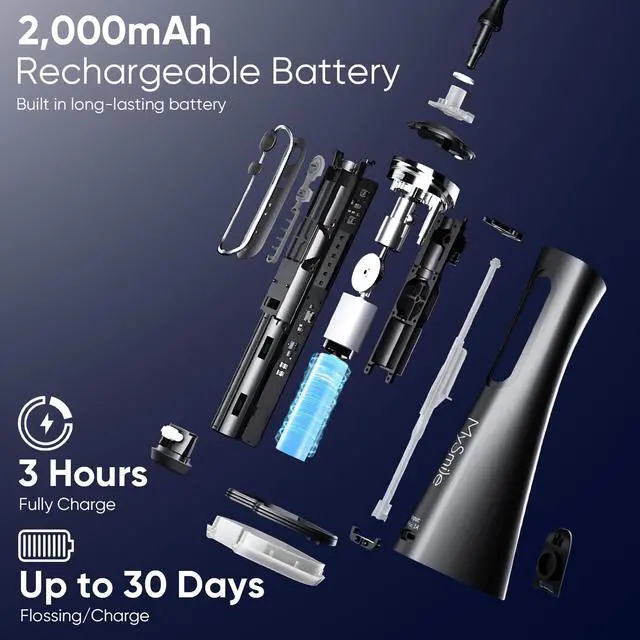 Alt view image 2 of 6 - LP211 Cordless Water Flossers with 8 Tips, Portable Oral Irrigator