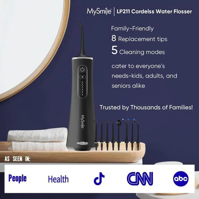 Alt view image 5 of 6 - LP211 Cordless Water Flossers with 8 Tips, Portable Oral Irrigator