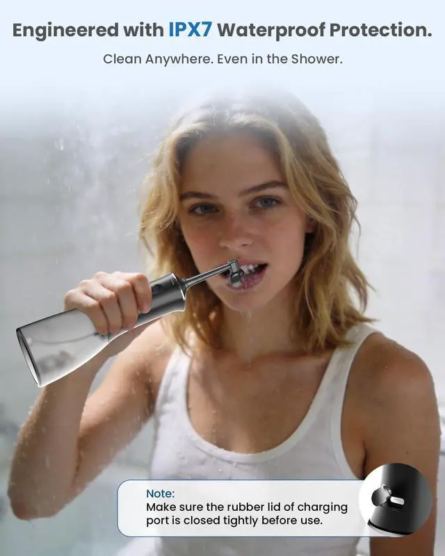 Alt view image 6 of 7 - Cordless Water Flosser, U-Shaped Nozzle, 350ML Tank, 4 Modes