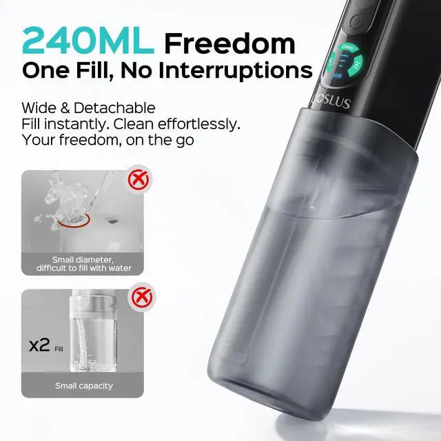 Alt view image 7 of 7 - T50 Portable Water Dental Flosser for Travel with Screen Display