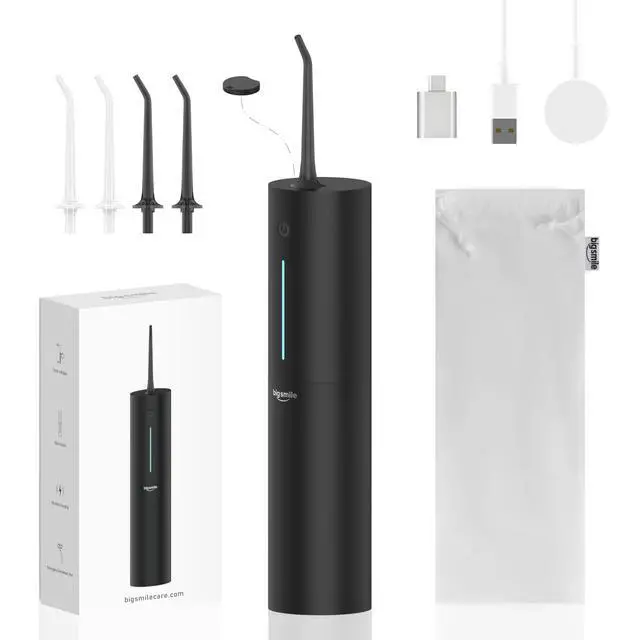 Alt view image 6 of 7 - Black Water Flosser Cordless Portable Dental Irrigator Travel Shower Strong Pick Floss IPX7 200ML Must Have for Kids Braces Bridges (Black