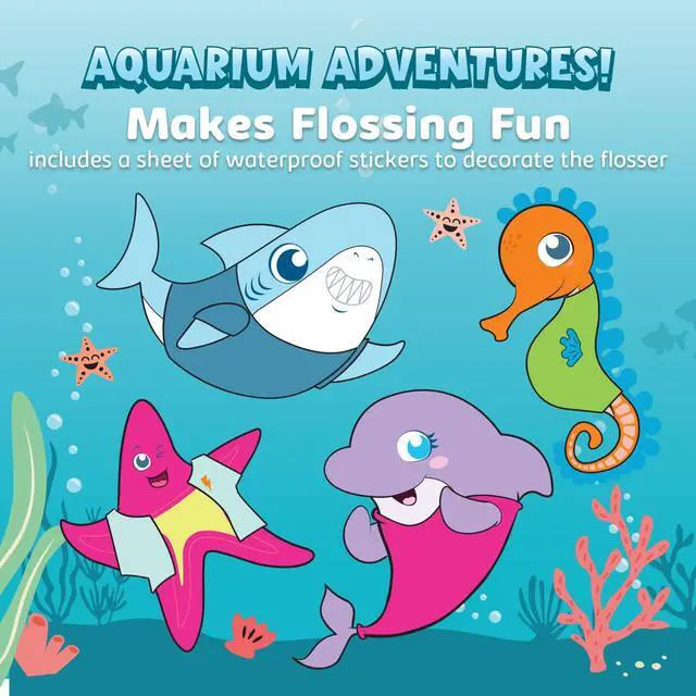 Alt view image 4 of 7 - Kids' Water Flosser for Ages 6+ | Standard Nozzle, Orthodontic Nozzle & Waterproof Stickers | 4 Flossing Modes | Aquarium Adventures Theme (Pink)