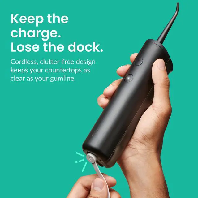 Alt view image 4 of 7 - Water Flosser - Cordless Water Flosser with Adjustable Pressure - Teeth Cleaner Pick with 360 Degree Rotating Replaceable Tip, Rechargeable Water Dental Pick - All-Black