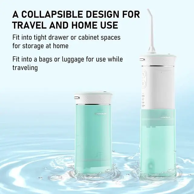 Alt view image 2 of 7 - Water Flosser Cordless Oral Irrigator Portable Teeth Cleaner HOC600 IPX7 Waterproof Electric Dental Flossers with DIY Modes 6 Jet Tips for Braces Care Travel and Home Use