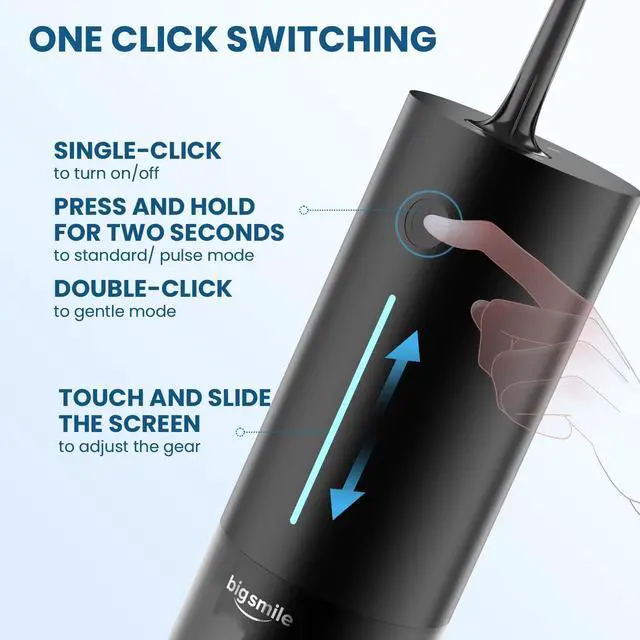 Alt view image 3 of 7 - Cordless Water Flosser, Rechargeable Water Dental Flosser Pick for Teeth, IPX7 Waterproof Electric Water Dental Flosser, 3 Modes 4 Replaceable Jet Tips, Oral Irrigator for Home Travel (Black)