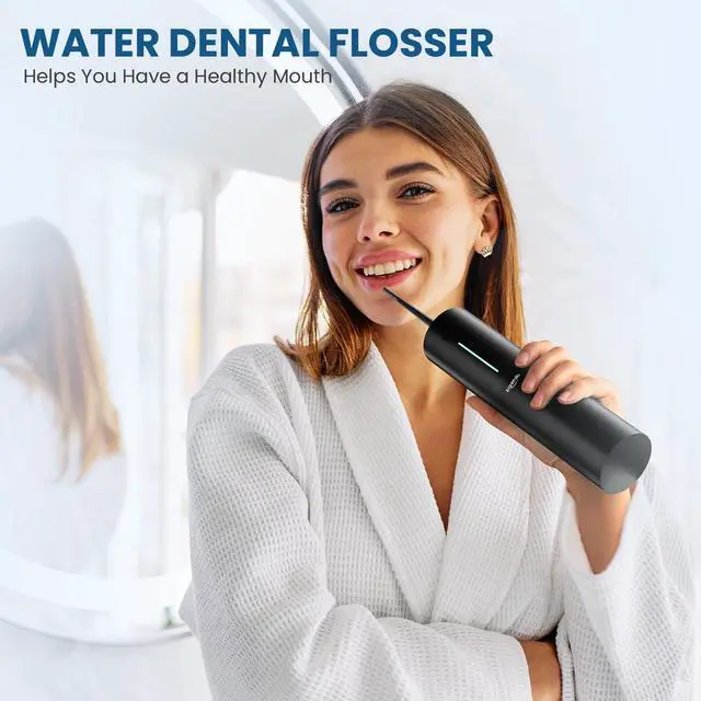 Alt view image 4 of 7 - Cordless Water Flosser, Rechargeable Water Dental Flosser Pick for Teeth, IPX7 Waterproof Electric Water Dental Flosser, 3 Modes 4 Replaceable Jet Tips, Oral Irrigator for Home Travel (Black)