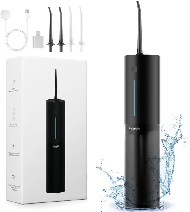 Main image of Cordless Water Flosser, Rechargeable Water Dental Flosser Pick for Teeth, IPX7 Waterproof Electric Water Dental Flosser, 3 Modes 4 Replaceable Jet Tips, Oral Irrigator for Home Travel (Black)