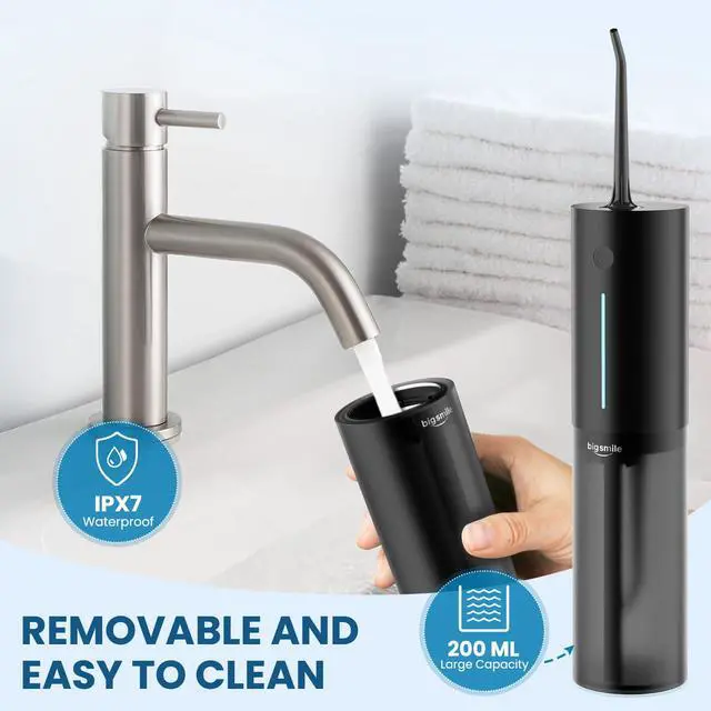 Alt view image 5 of 7 - Cordless Water Flosser, Rechargeable Water Dental Flosser Pick for Teeth, IPX7 Waterproof Electric Water Dental Flosser, 3 Modes 4 Replaceable Jet Tips, Oral Irrigator for Home Travel (Black)