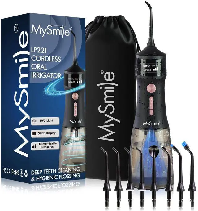 Main image of LP221 Cordless Water Flossers for Teeth with UVC Light Sanitizer and OLED Display, 335ML 4 Modes Water Teeth Cleaner Picks for Teeth Cleaning and Water Flossing (Midnight Black)