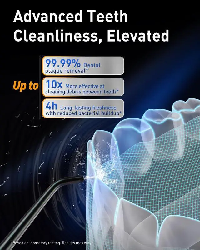 Alt view image 2 of 7 - LP221 Cordless Water Flossers for Teeth with UVC Light Sanitizer and OLED Display, 335ML 4 Modes Water Teeth Cleaner Picks for Teeth Cleaning and Water Flossing (Midnight Black)