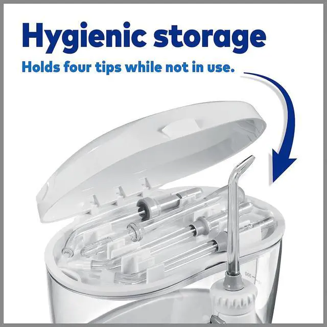 Alt view image 7 of 7 - Ultra Water Flosser, White - 90+ Seconds of Flossing Time - 10 Pressure Settings, 360-Degree Tip Rotation - Includes Six Tips & Built-in Tip Storage