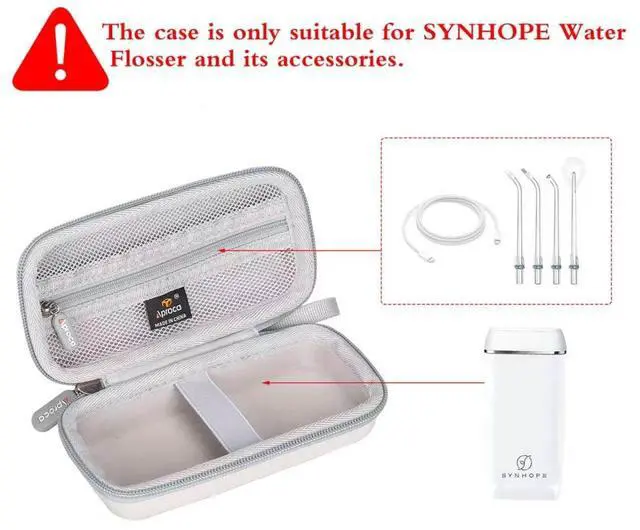 Alt view image 2 of 7 - Case Compatible with SYNHOPE Water Flosser Oral Irrigator Water Teeth Cleaner Pick, Portable Storage Bag for Accessories -Grey (Case Only)