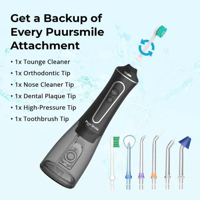 Alt view image 4 of 5 - Replacement Tips for Puur Smile Water Flosser 6x Water Dental Flosser Tip | Oral Irrigator Jet Tip | Advanced Dental Care for a Healthier Mouth, Gum, and Teeth | Water Flosser Head
