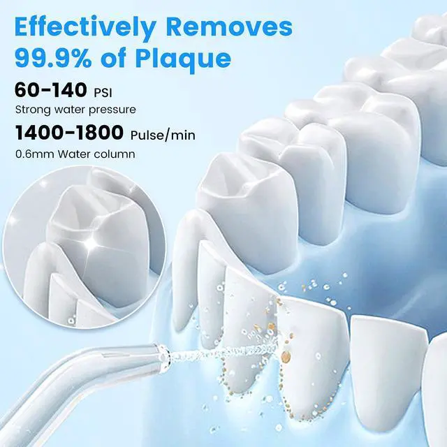 Alt view image 6 of 7 - Water Flosser for Teeth Cordless, Dental Water Jet Flosser with 4 Modes & 4 Jet Tips, Rechargeable Teeth Water Flosser, IPX7 Waterproof Electric Flosser Water Jet for Oral Cleaning