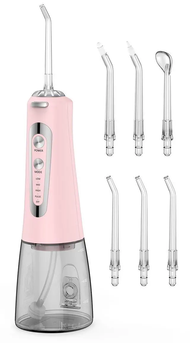 Main image of Water Flosser,300ML Water Pulse flossers-5 Modes&6 Replaceable Jet Tips for Teeth Cleaning and Flossing,Rechargeable (Pink)