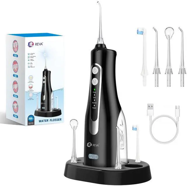 Main image of Cordless Oral Irrigator Water Flosser for Teeth, Gums & Braces - 4 Modes, 300ML Tank, 360° Rotatable Nozzle, IPX7 Waterproof, USB Rechargeable 2000mAh Battery for Home & Travel (M149 Pro - Black)