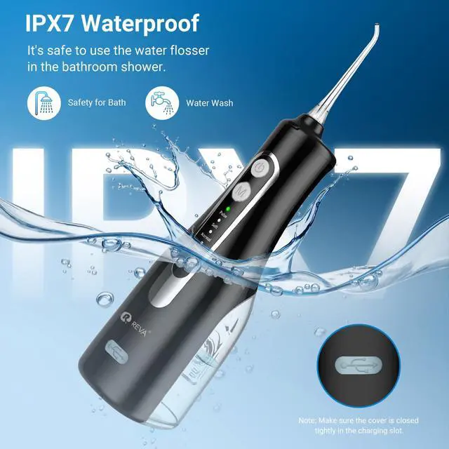 Alt view image 5 of 7 - Cordless Oral Irrigator Water Flosser for Teeth, Gums & Braces - 4 Modes, 300ML Tank, 360° Rotatable Nozzle, IPX7 Waterproof, USB Rechargeable 2000mAh Battery for Home & Travel (M149 Pro - Black)