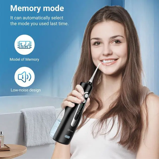Alt view image 4 of 7 - Cordless Oral Irrigator Water Flosser for Teeth, Gums & Braces - 4 Modes, 300ML Tank, 360° Rotatable Nozzle, IPX7 Waterproof, USB Rechargeable 2000mAh Battery for Home & Travel (M149 Pro - Black)
