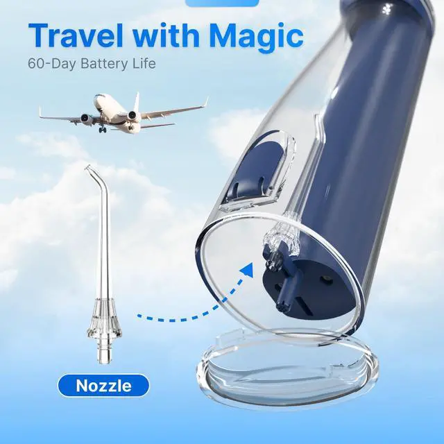 Alt view image 6 of 7 - Water Flosser for Teeth, Cordless Oral Irrigator Portable Dental Cleaner Picks with 8 DIY Modes 7 Jets 300ml Tank Braces Flossers Rechargeable (Blue)