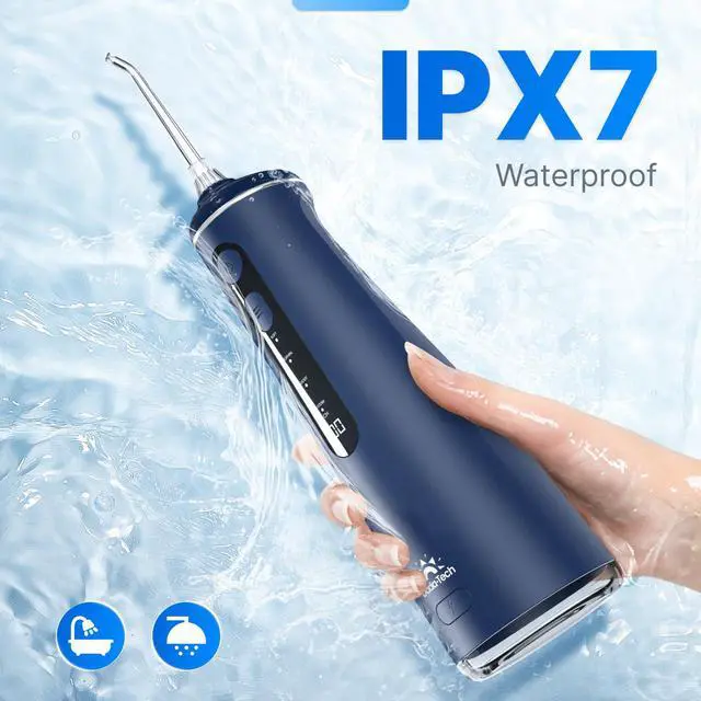Alt view image 7 of 7 - Water Flosser for Teeth, Cordless Oral Irrigator Portable Dental Cleaner Picks with 8 DIY Modes 7 Jets 300ml Tank Braces Flossers Rechargeable (Blue)