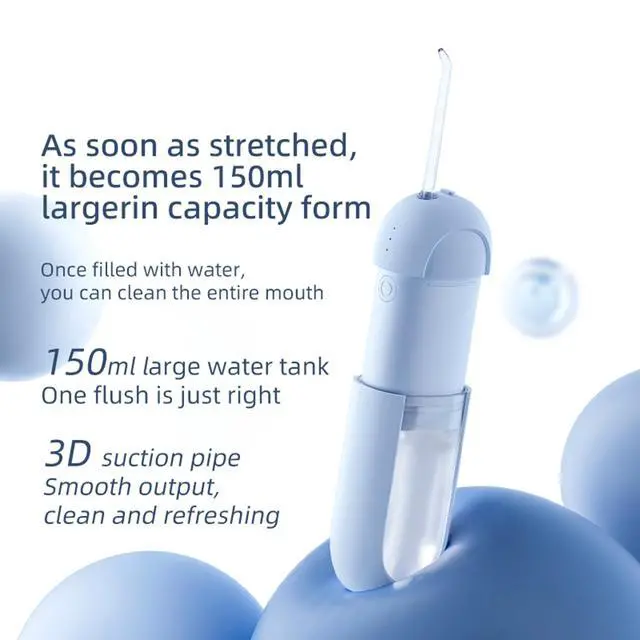 Alt view image 3 of 7 - Water Dental Flosser - , Portable Cordless Oral Irrigator 3 Modes & 150ML Pull-Out Type Detachable Tank, 6 Jet Tips, IPX7 Waterproof